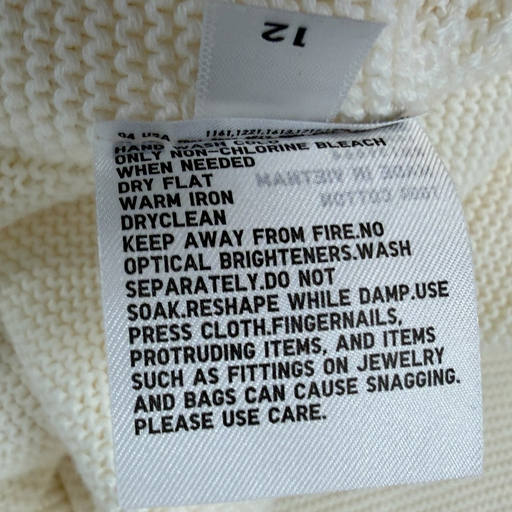 Uniqlo Womens 100% Cotton V-Neck Knit Vest Off White Cream Soft Oversized Medium - Picture 7 of 8